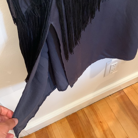 NIC + ZOE Navy Blue Fringe Midi Dress - Size 12 - Picture 8 of 10